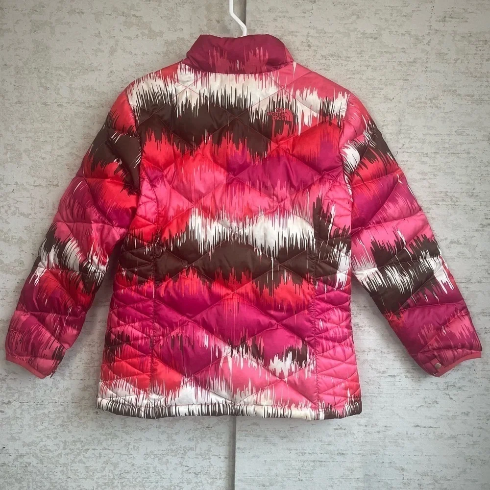 The North Face Girls XL 18 550 Fill Pink Brown White Down Ski Jacket Snowboard